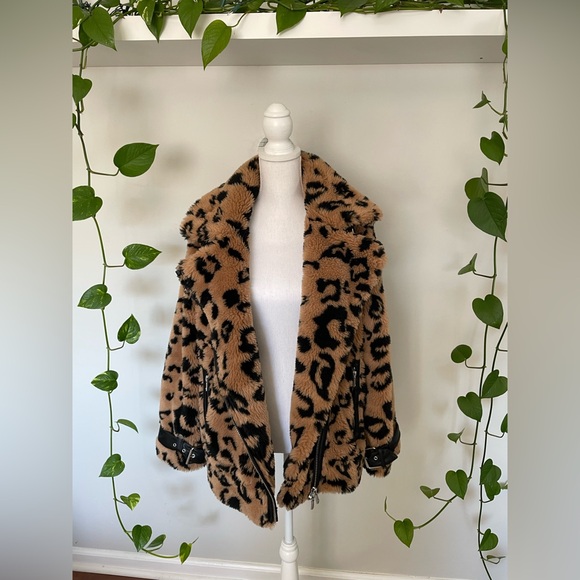 Avec Les Filles Jackets & Blazers - Avec Les Filles Faux Fur Moto Teddy Jacket